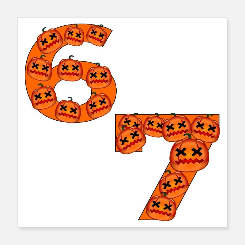HALLOWEEN PUMPKIN SIX SEVEN Poster 16" x 16" (40x40 cm)