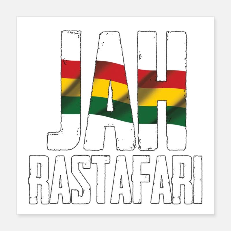 Lettrage Jah Rastafari aux couleurs du drapeau Poster 40 x 40 cm