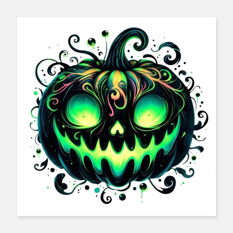 Tourbillon de citrouille néon Halloween Poster 40 x 40 cm