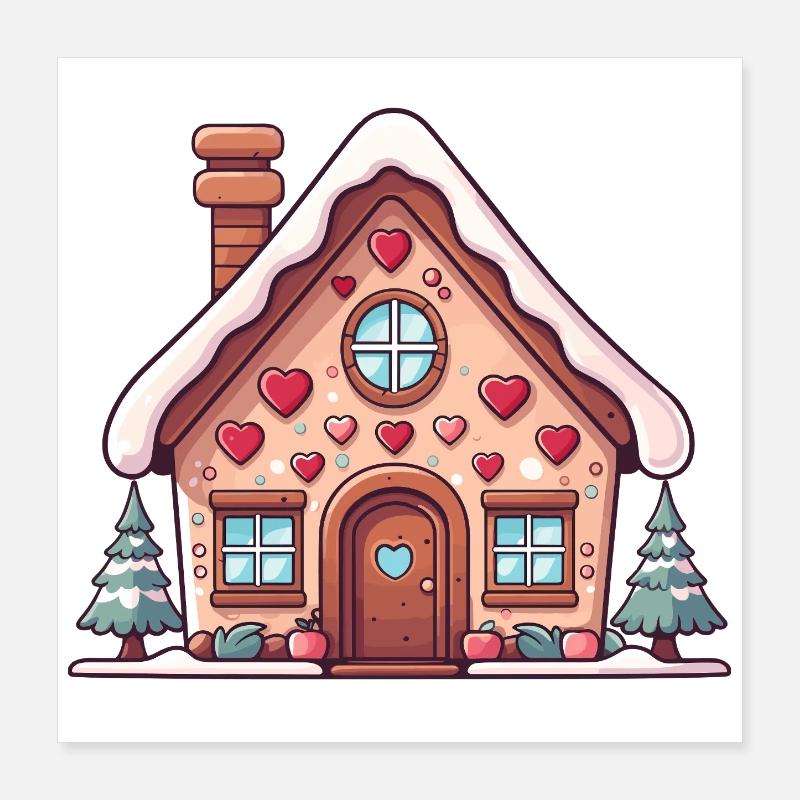 Heart Cottage Gingerbread Poster 16" x 16" (40x40 cm)