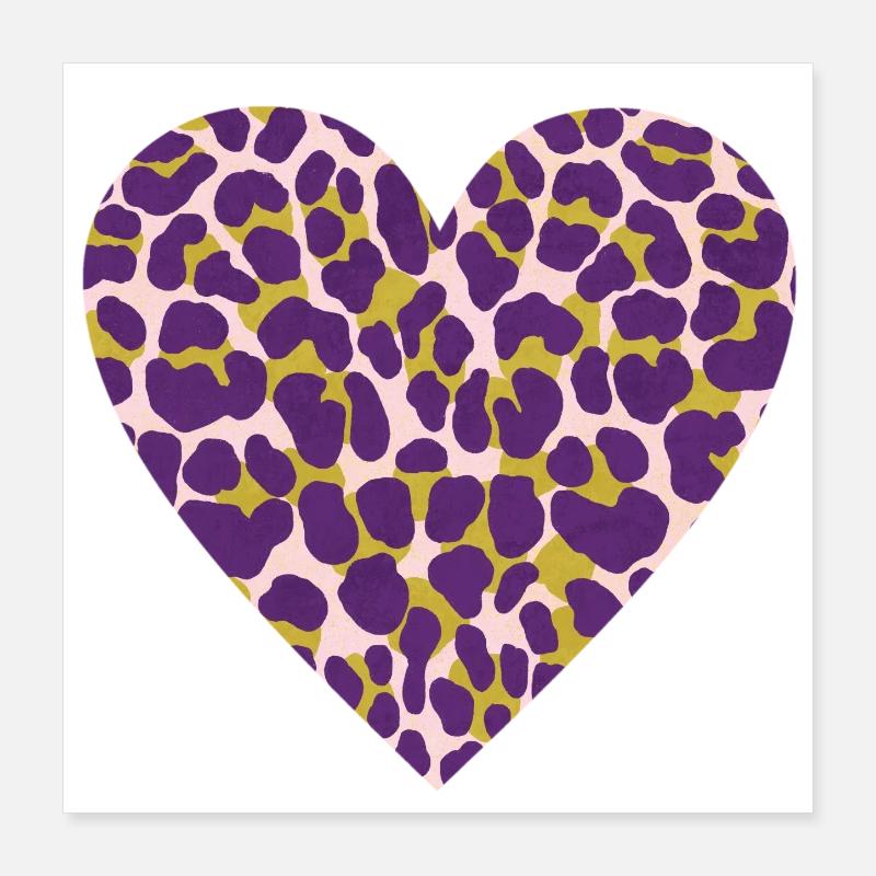 Purple Leopard Heart Pattern Poster 16" x 16" (40x40 cm)