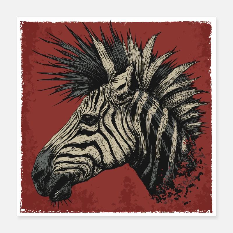 Punk Rock Zebra Poster 16" x 16" (40x40 cm)
