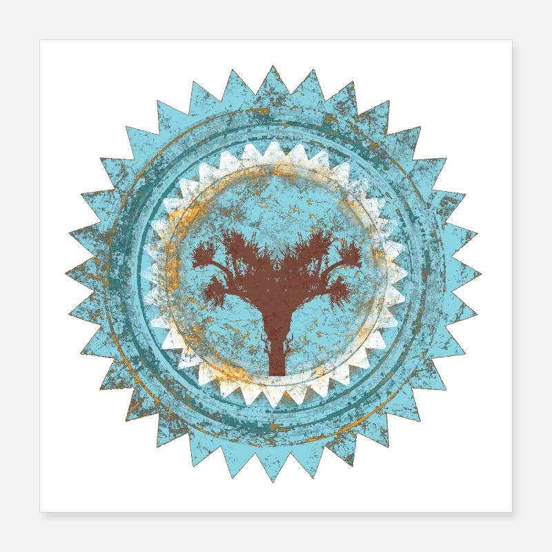 Distressed Baum Siegel Blau Mallorca Poster 40x40 cm