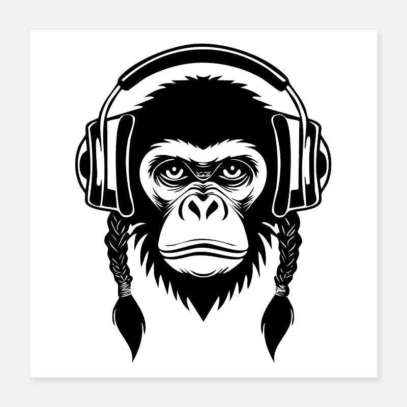 Masked Monkey Head Underground Beat Edition Shirt Poster 16" x 16" (40x40 cm)