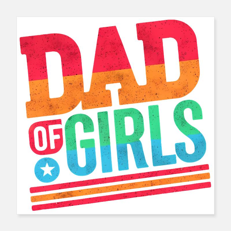 Vater von Mädchen Regenbogen, Väter Poster 40x40 cm