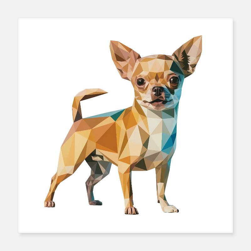 Chihuahua - Cool Low Poly  Logo Poster 40 x 40 cm