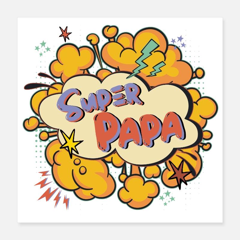 Super papa Comic Explosion Poster 40 x 40 cm