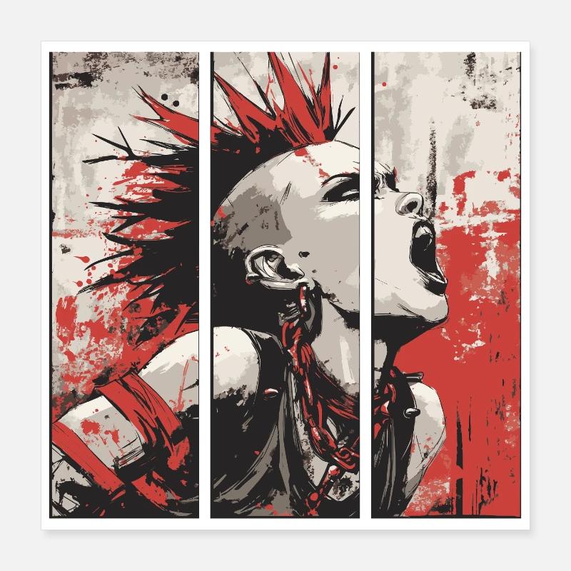 Punkrock Mädchen Poster 40x40 cm