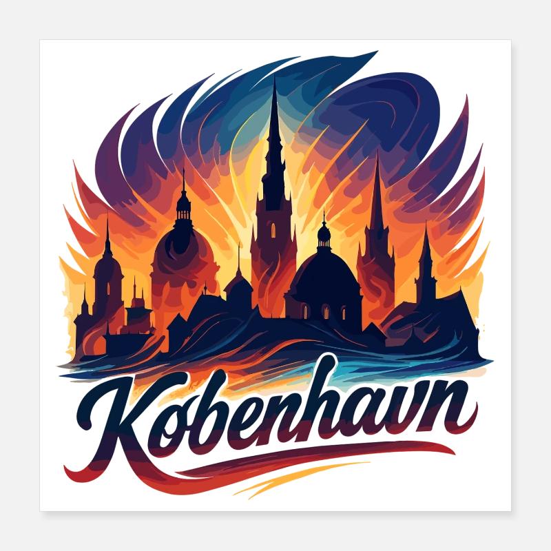 Copenhague Capitale Danemark Cadeau sympa Poster 40 x 40 cm