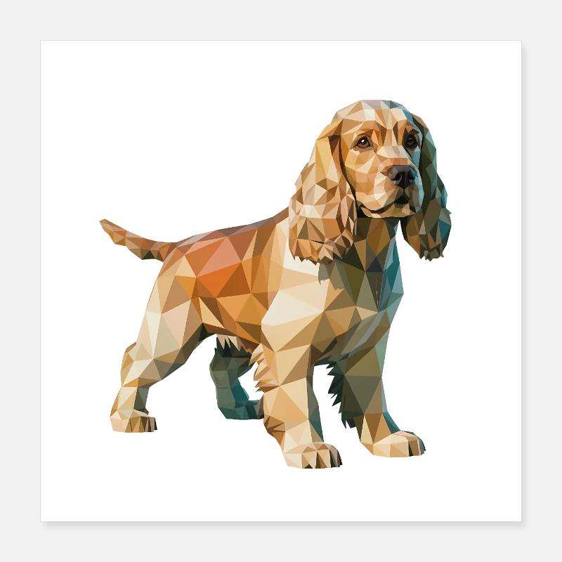 Cocker Spaniel - Cooles Low-Poly-Logo Poster 40x40 cm