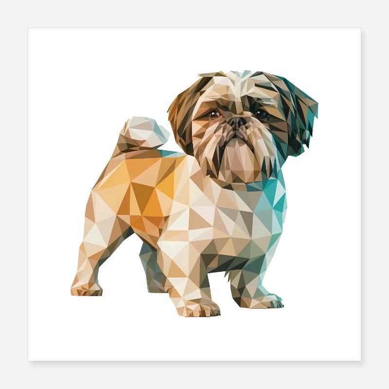 Shih Tzu - Cool Low Poly Logo Poster 40 x 40 cm
