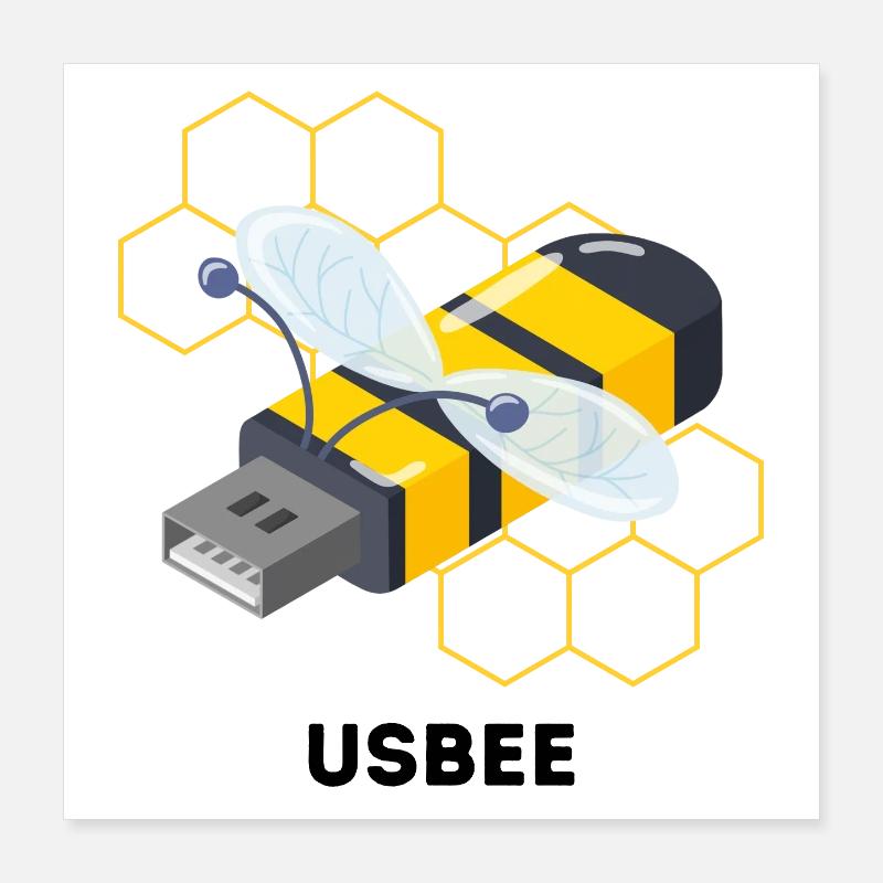 USBEE - Jeu de mots mignon sur l’abeille USB Poster 40 x 40 cm
