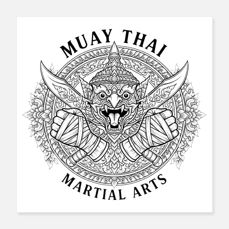 Tête de dragon Muay Thai Emblem Poster 40 x 40 cm