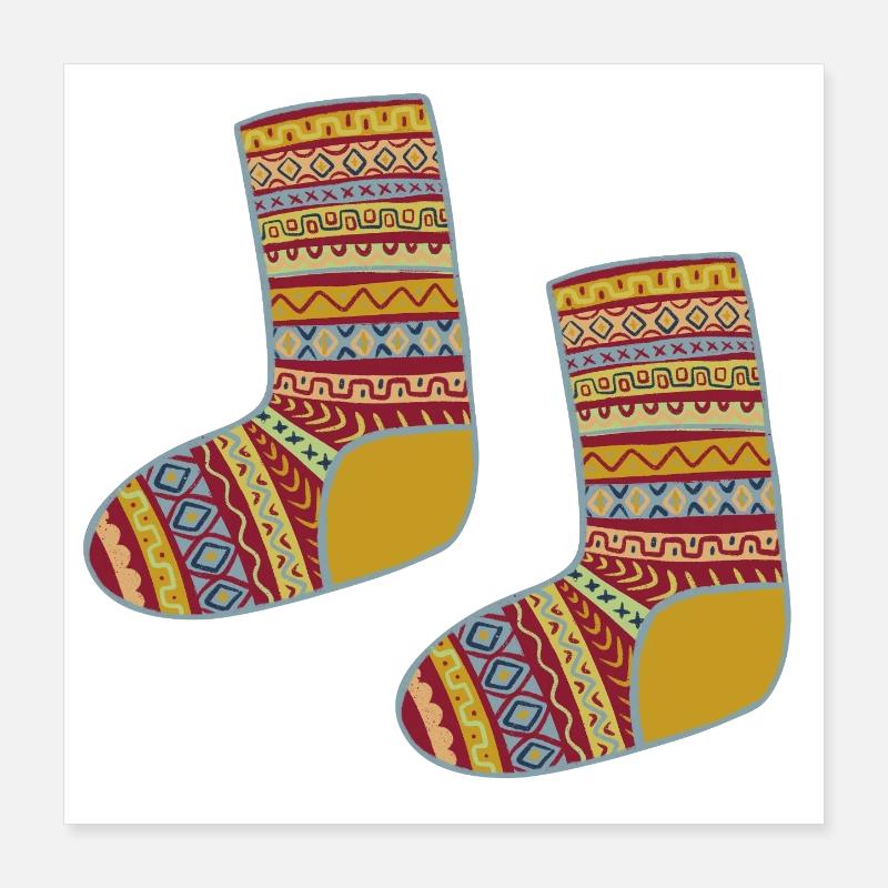 Bunte Fair Isle gemusterte Socken Poster 40x40 cm