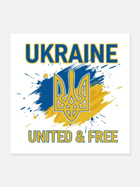 Ukraine Einheit und Freiheit - Poster 40x40 cm - Weiß - Vorne