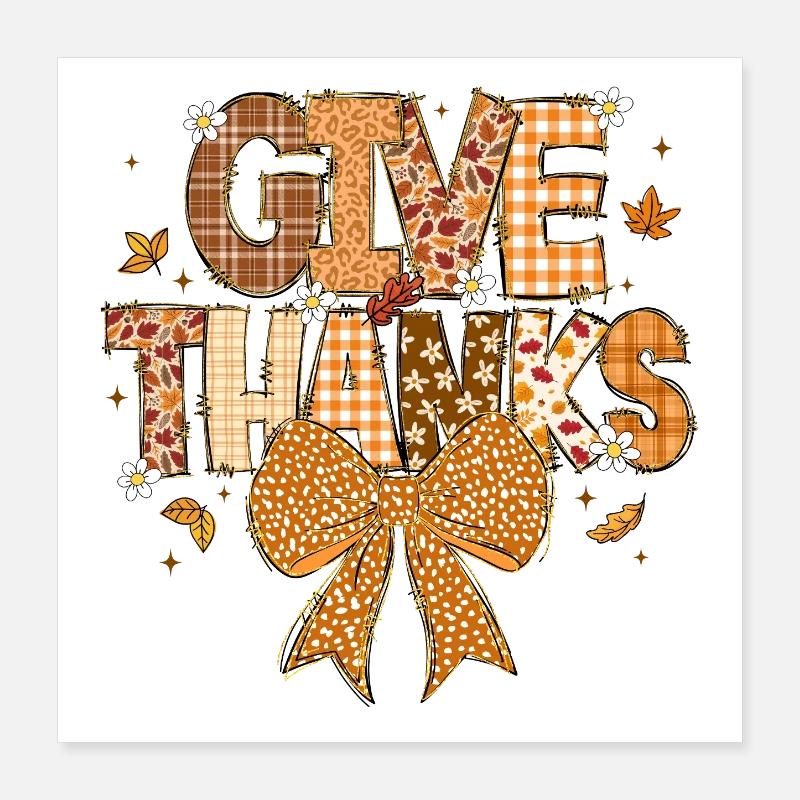 Patchwork Dankbarkeit Herbst Poster 40x40 cm