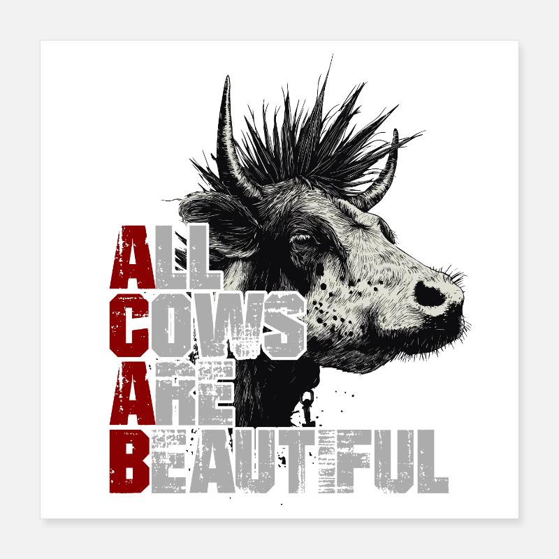 Punk Rock Vache Poster 40 x 40 cm