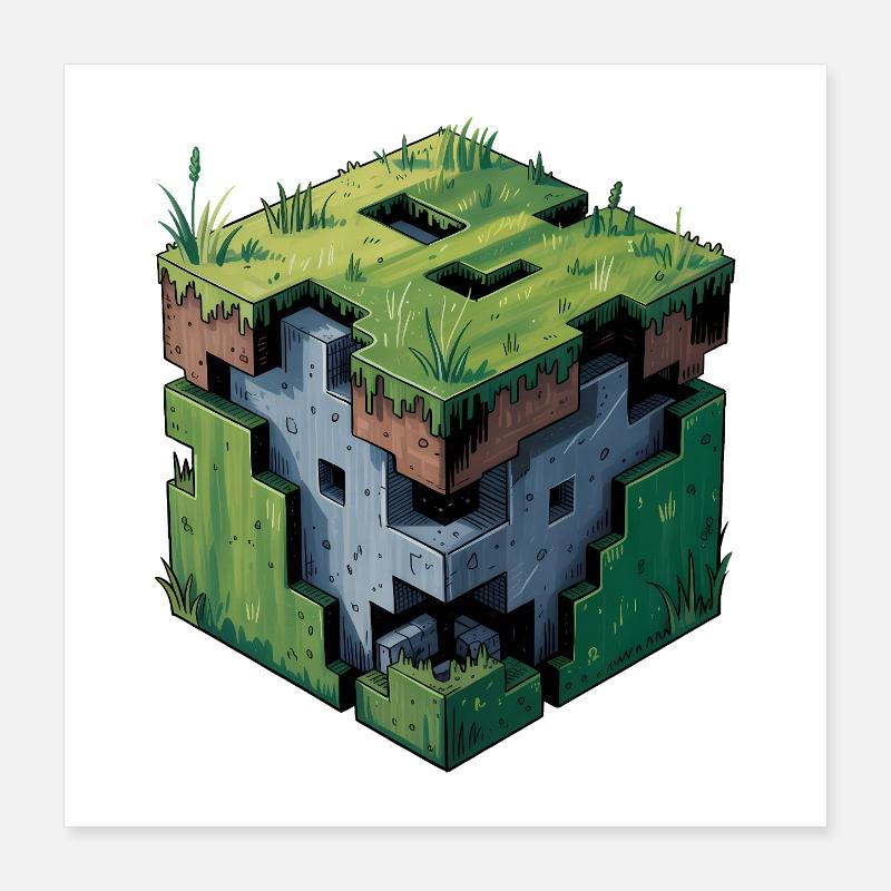 Dirt Block – Cooles Low-Poly-Logo Poster 40x40 cm