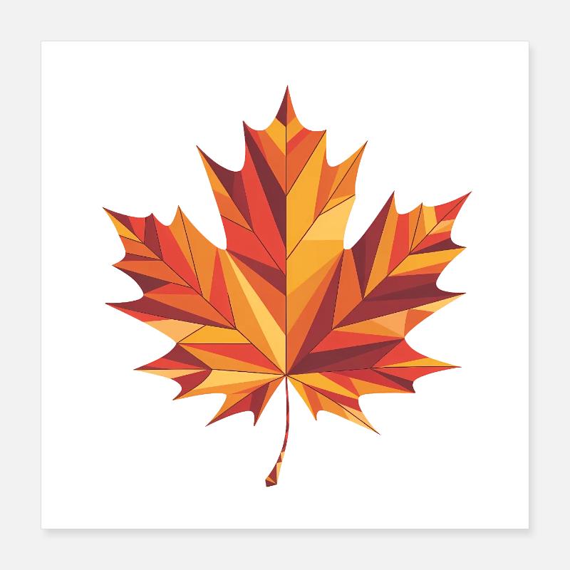 Herbstblatt - Cooles Low-Poly-Logo Poster 40x40 cm