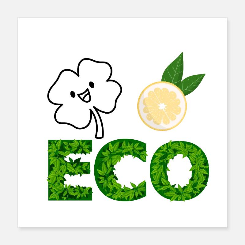 Lettres Eco Leaf avec tranche de citron Poster 40 x 40 cm