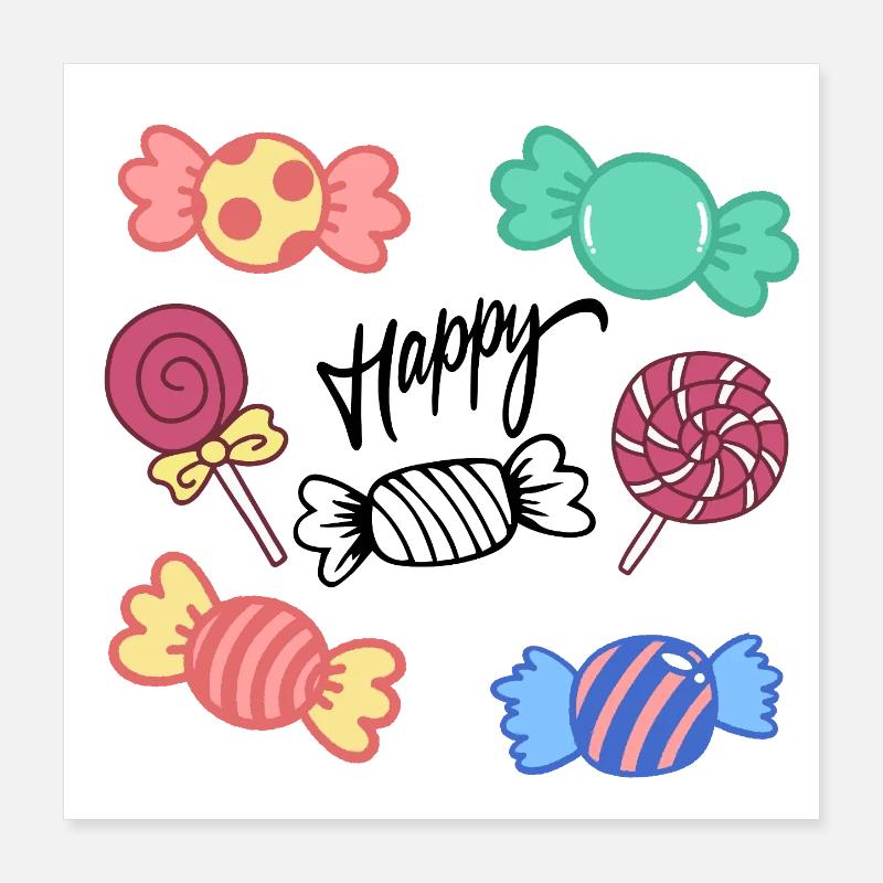 Candy Circle Icons Kollektion Poster 40x40 cm