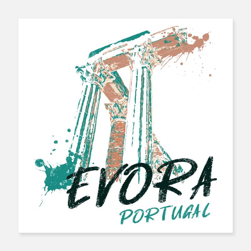 Illustration du Temple romain de Évora  Poster 40 x 40 cm