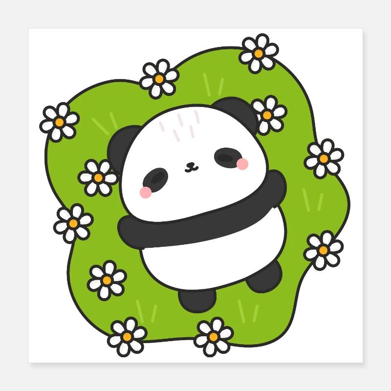PandaGreen Floral Cuddle Poster 16" x 16" (40x40 cm)