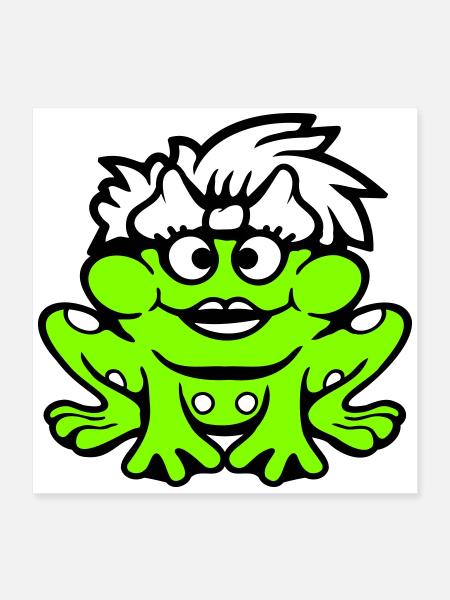 Frosch Frau Hübsch Kröte Lustig Weiblich Mädchen - Poster 40x40 cm - Weiß - Vorne