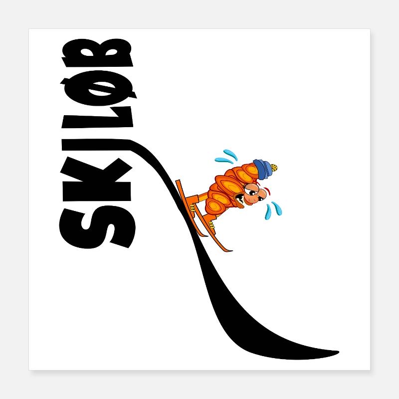 Skiing Fun Croissants Poster 40 x 40 cm
