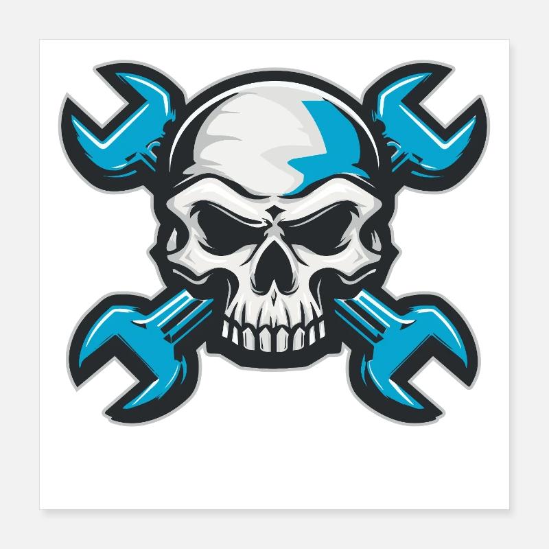 Crâne de mécanicien Poster 40 x 40 cm