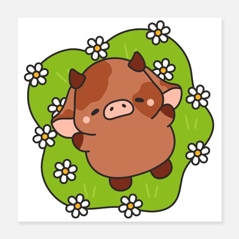 P'tit vachette Printemps Poster 40x40 cm