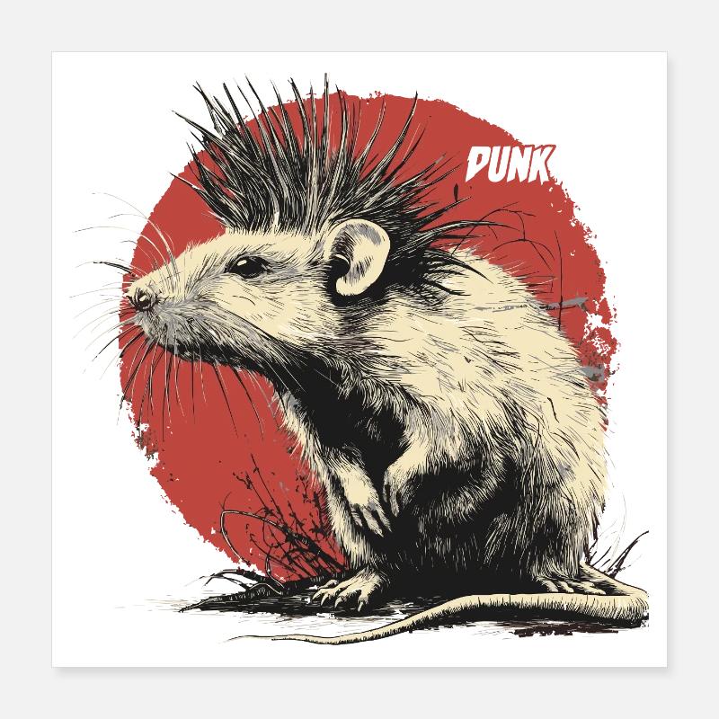 Punkrock Ratte Poster 40x40 cm