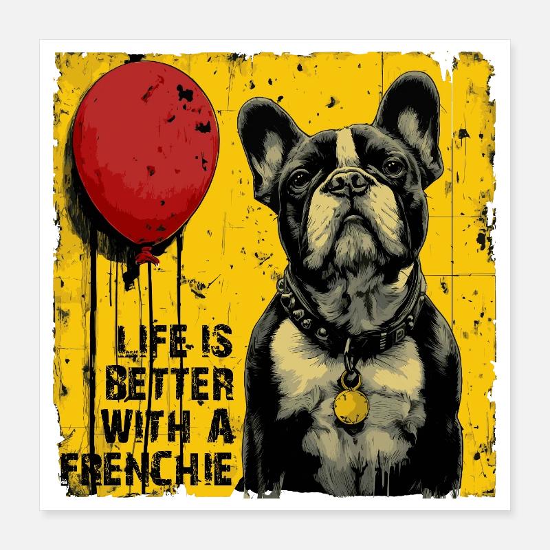 Life is better with a Frenchie Poster 16" x 16" (40x40 cm)