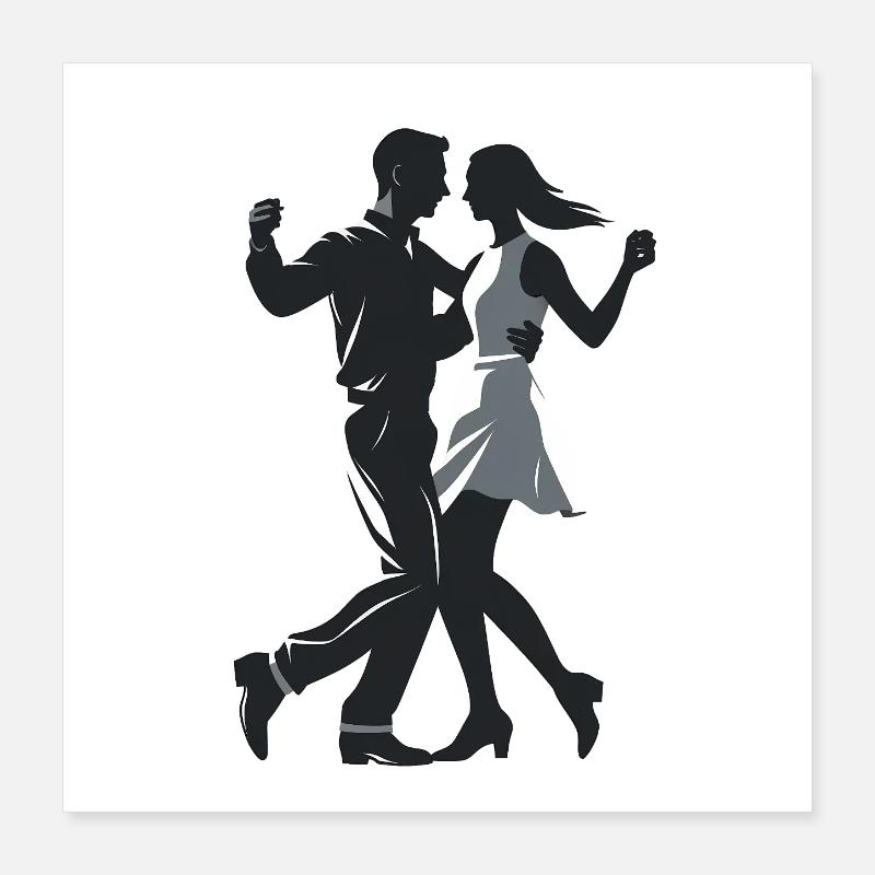 Dancing Couple - Cool Silhouette Logo Poster 16" x 16" (40x40 cm)