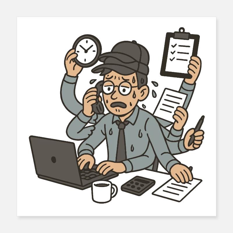 The multi-hatted worker Poster 16" x 16" (40x40 cm)