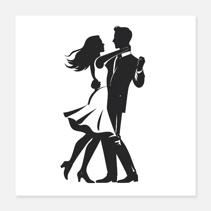 Dancing Couple - Cool Silhouette Logo Poster 16" x 16" (40x40 cm)
