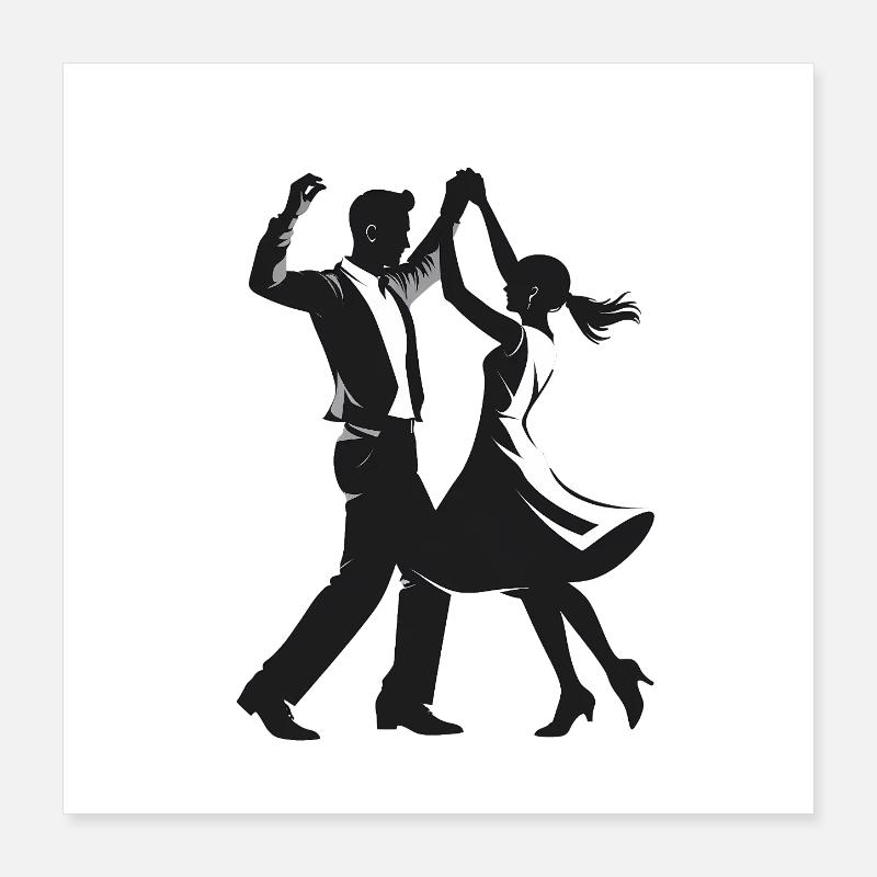 Dancing Couple - Cool Silhouette Logo Poster 16" x 16" (40x40 cm)