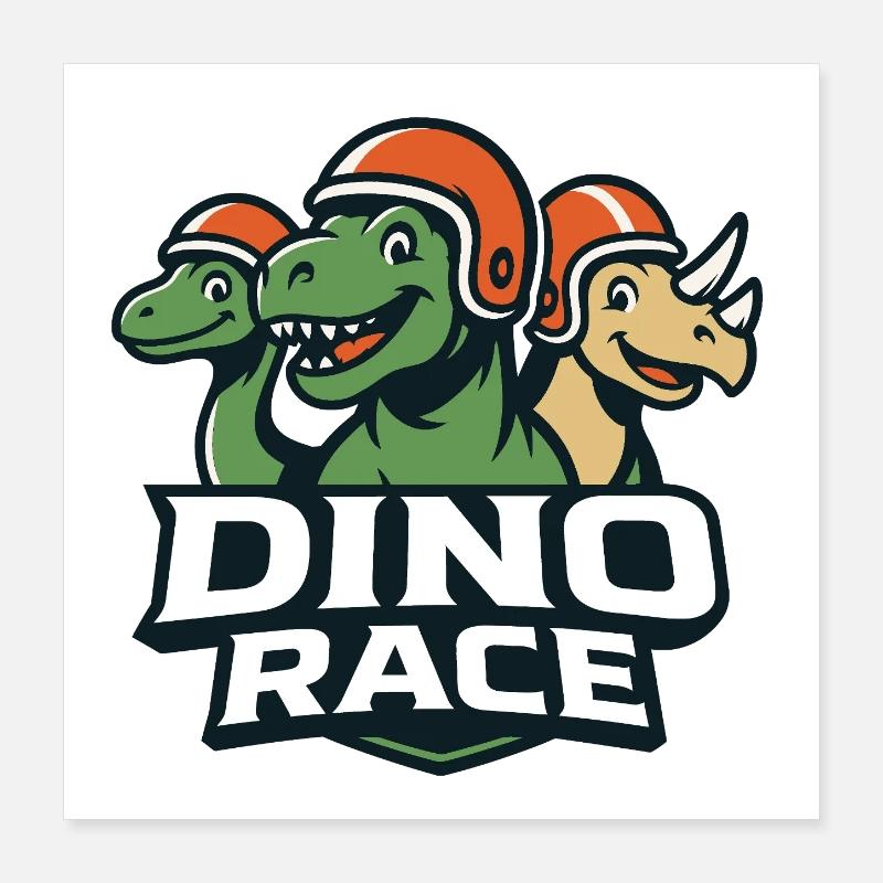 Logo Course de Dinosaure DinoRace Poster 40 x 40 cm