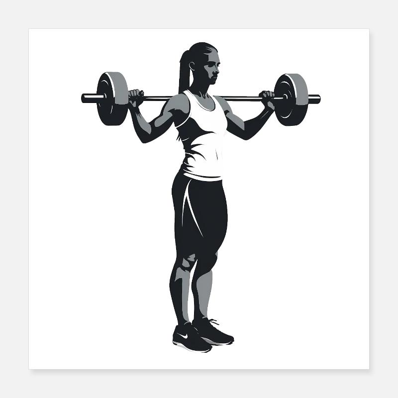 Female Bodybuilder - Cool Silhouette Logo Poster 16" x 16" (40x40 cm)