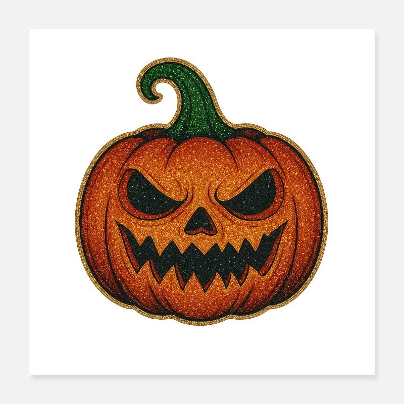 Glittering Spooky Pumpkin Poster 16" x 16" (40x40 cm)
