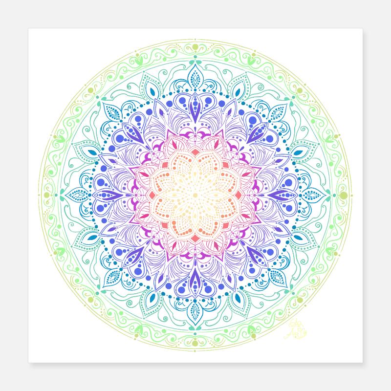 Regenbogen Mandala Fusion Poster 40x40 cm