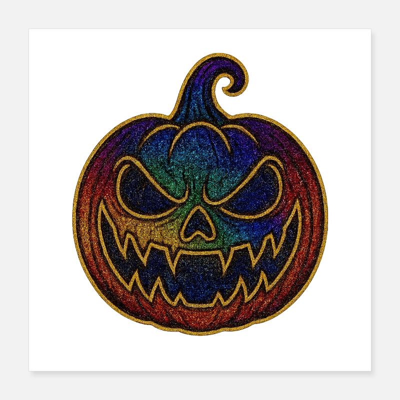 Glittering Rainbow Pumpkin for Halloween Poster 16" x 16" (40x40 cm)