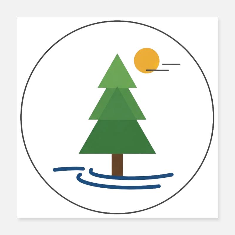 Geometric forest tree with sun Poster 16" x 16" (40x40 cm)