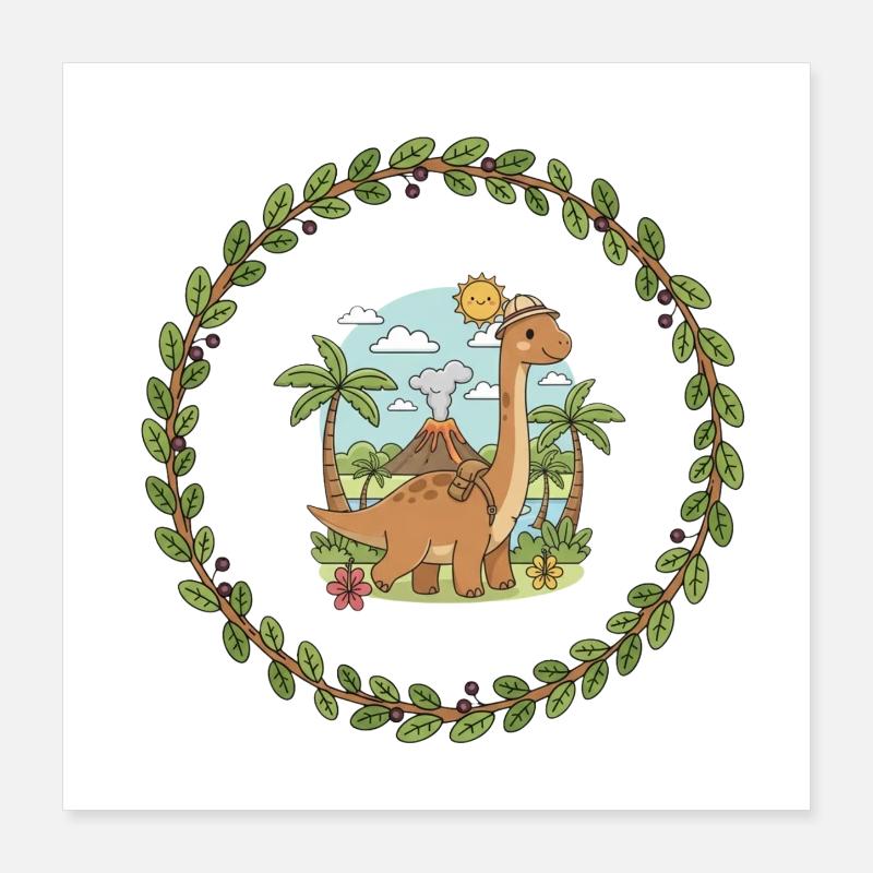 Dino dans l’anneau tropical Poster 40 x 40 cm