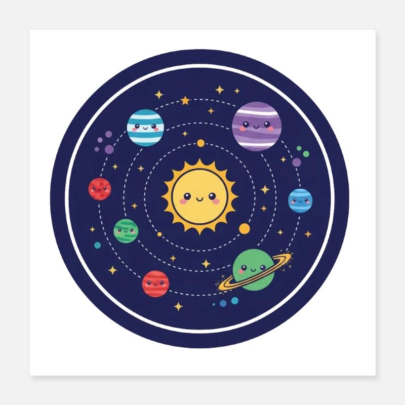 Conception joyeuse du système solaire Poster 40 x 40 cm