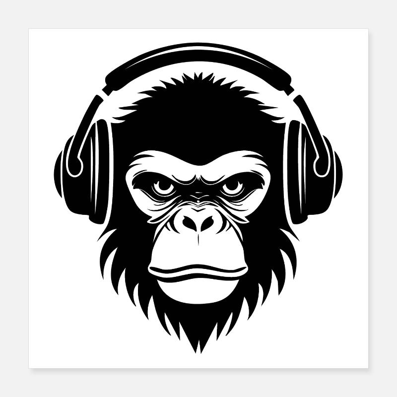 Crew Beatbox Rhythm Monkey Head Chemise Poster 40 x 40 cm