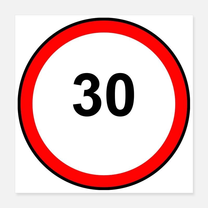 Tempo 30 Sign Pattern Poster 16" x 16" (40x40 cm)