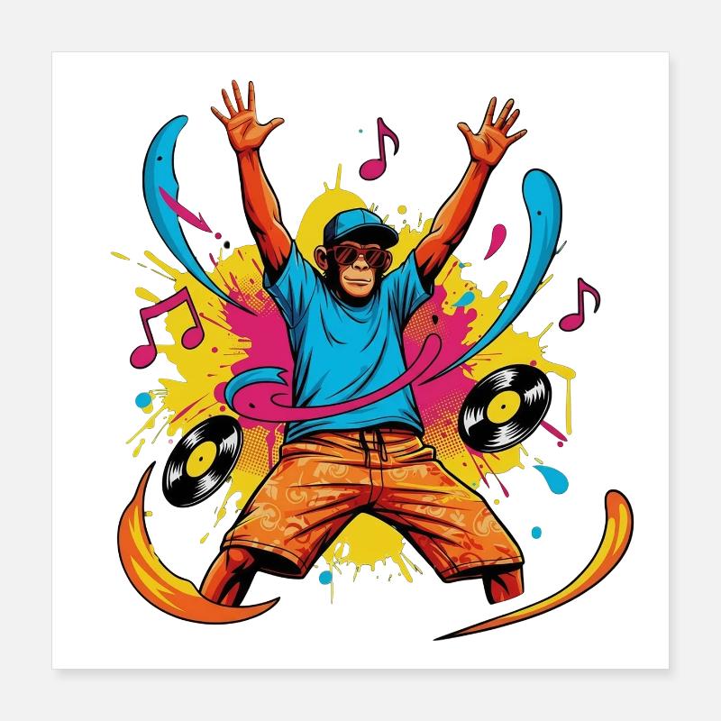 Funky_Monkey_DJ Poster 40x40 cm