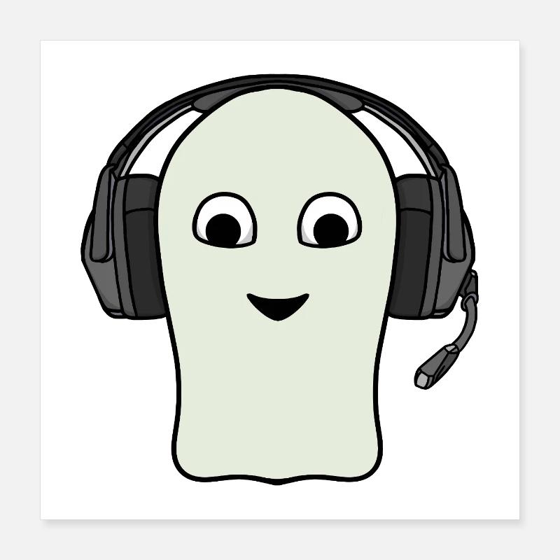 Ghost Gamer Headset Poster 40x40 cm