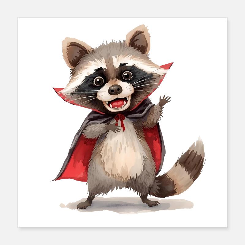 Drôle de raton laveur Dracula - Design d’Halloween Poster 40 x 40 cm
